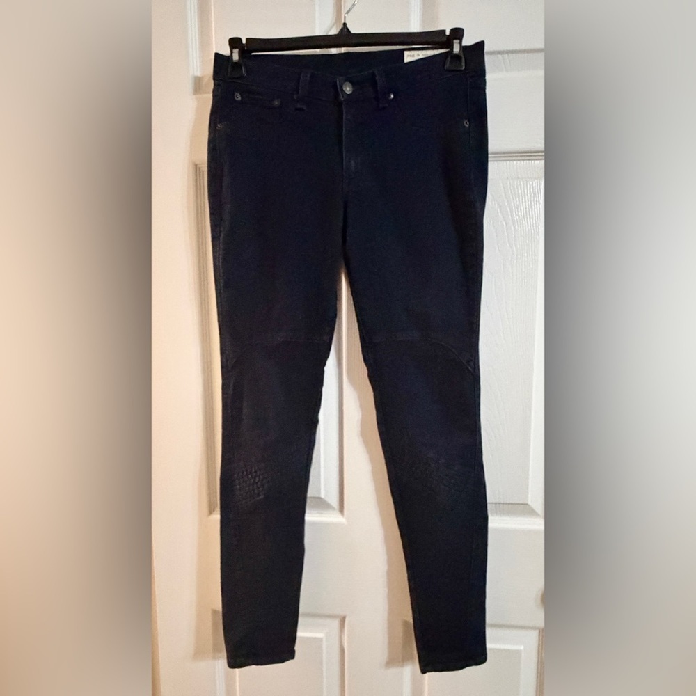 rag & bone Moto Jeans Womens Size 30 Black Denim Biker Knee Stretch Designer